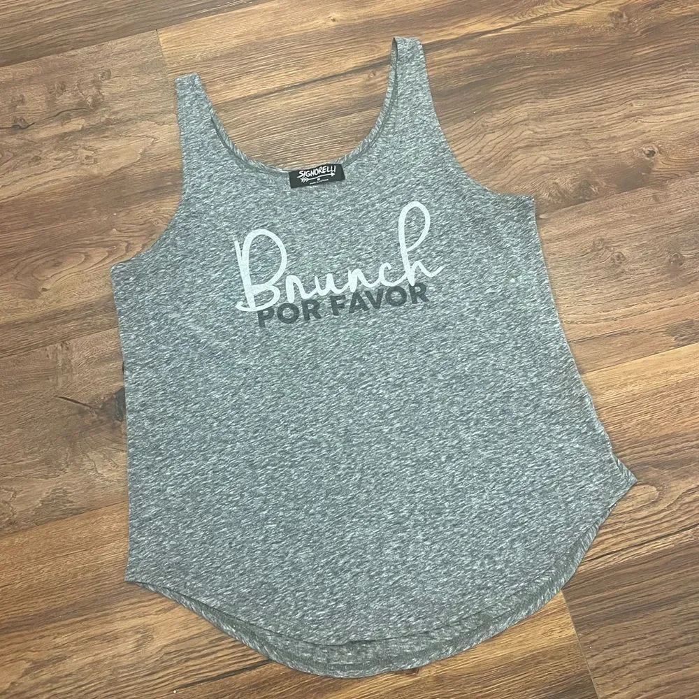 Signorelli Grey “Brunch Please” Racerback Tank Top